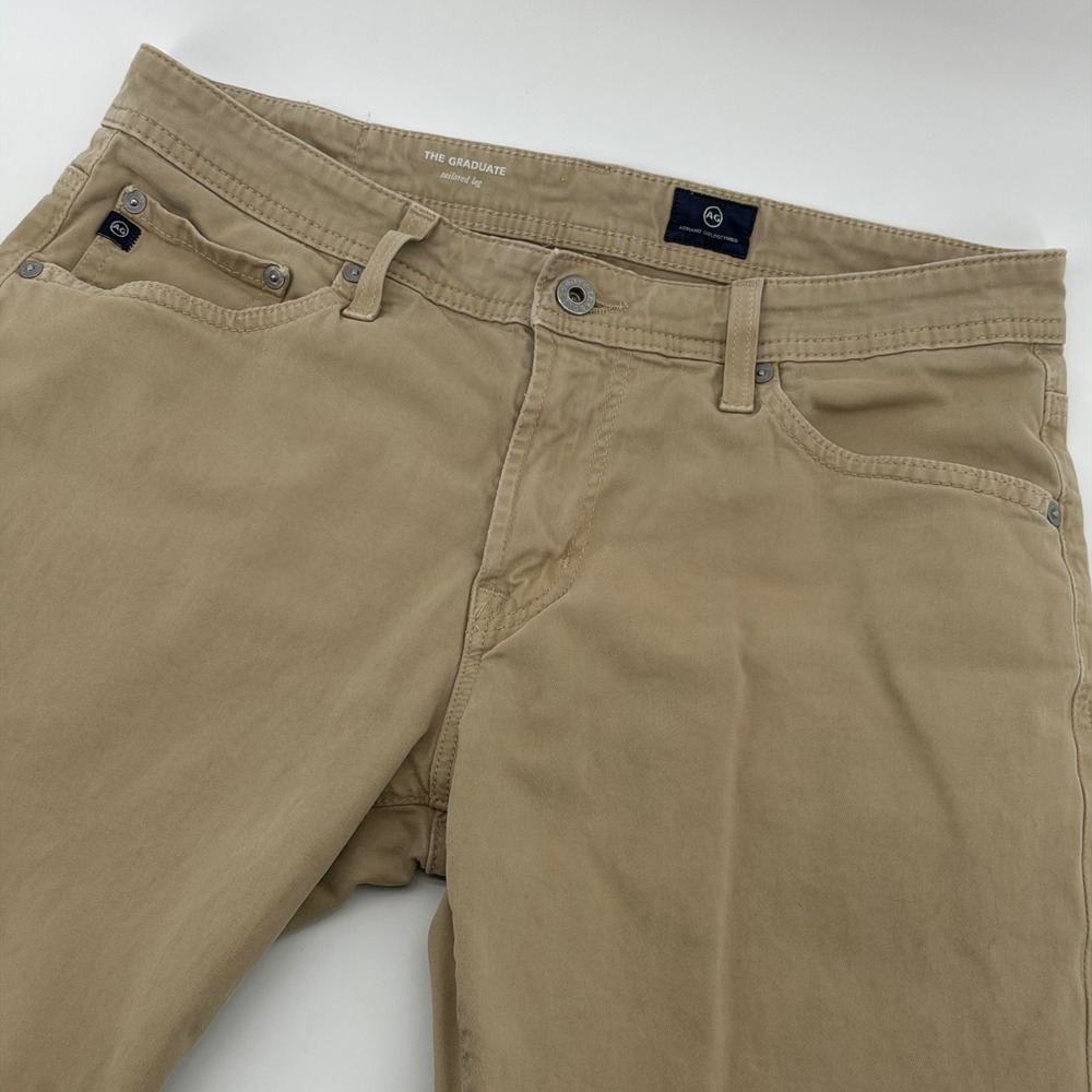 AG Adriano Goldschmied Graduate Pants Mens 32x32 Khaki Tan Tailored Leg 1174SUD